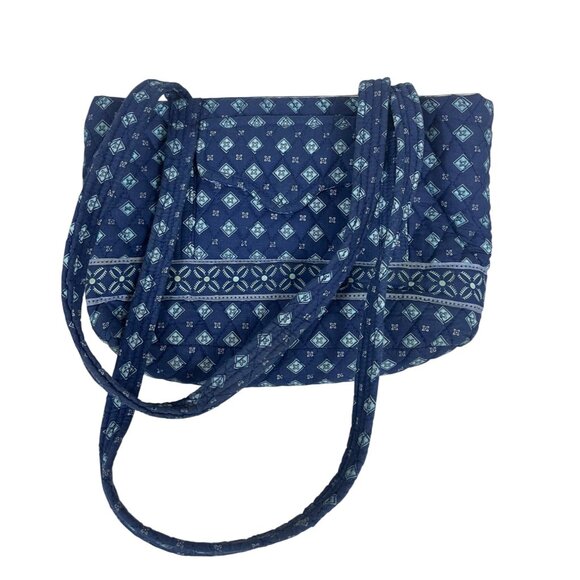 Croft & Barrow Quilted Fabric Shoulder Bag Blue Geometric Pattern - Picture 1 of 12